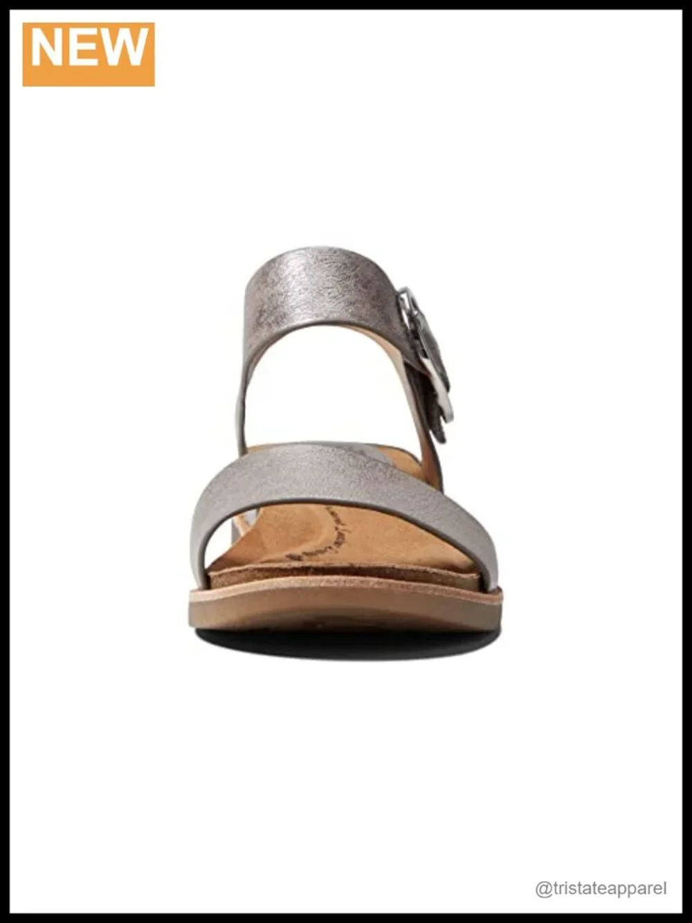 Leather Platform Sandal with Ankle Strap and Buckle